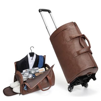 China Retro Wheeled Garment Trolley Duffle Bag Large Rolling Duffle Bag 30cm High for sale