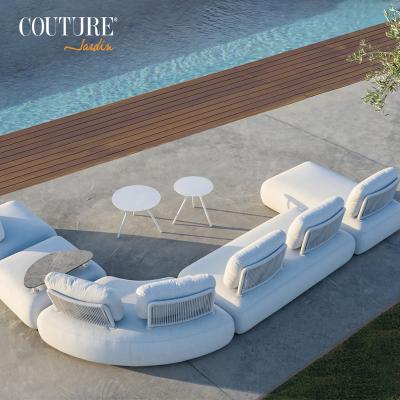 China Eco-friendly\UV Resistant\Water Proof\Outdoor Fabric Sofa Lounge Set Resistant Luxury Aluminum Rope Furniture Garden Patio Project Hotel Weather Villa Sectional for sale