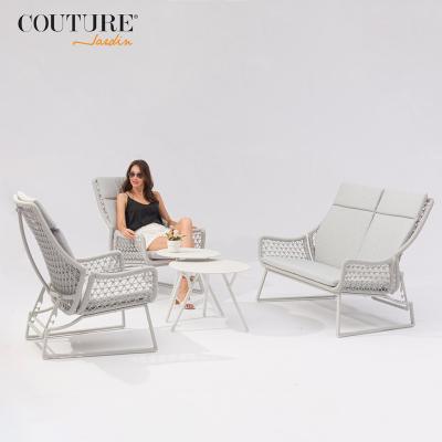 China Modern Sun Sofa Hotel Garden Seam Outdoor Rope Outdoor And Indoor Lazy Chair With Footstool Garden Chair Set for sale