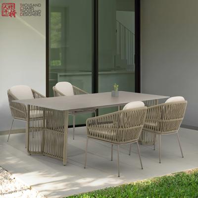 China Tctd Iris Modern Patio Design Garden Easy Carry Leisure Dining Rope Outdoor Furniture Rectangular Dining Table for sale