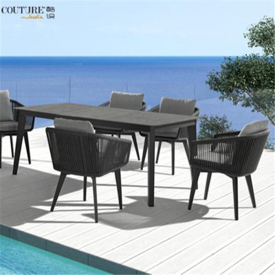 China 2022 Modern Couture Garden Diva Design Furniture Matel Restaurant Chairs Set 7 Pieces for sale