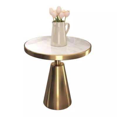 China Modern titanium stainless steel gold marble surface coffee table sets sofa side table furniture for sale