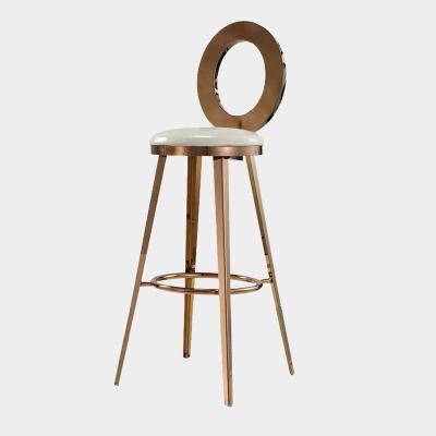 China Creative Bar Chair (Height) Stainless Steel Metal Stool Back Adjustable Simple Modern European Leather Chair Stool for sale