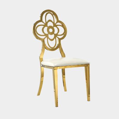 China Gold Adjustable Chair Hotel Conference VIP Wedding Chair Metal Stainless Steel Leather Dining Chair (Height) for sale