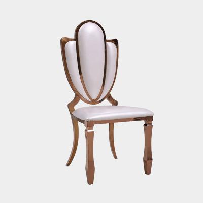 China Modern Dining Room Banquet Adjustable Light (Height) Light Gold Stainless Steel Luxury Leather Dining Chair Hotel Chair for sale