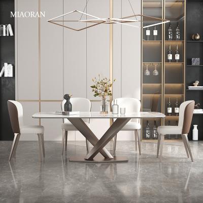 China Modern Rose Gold Stainless Steel Dining Table Rectangular Dining Table Chairs For Dining Table for sale