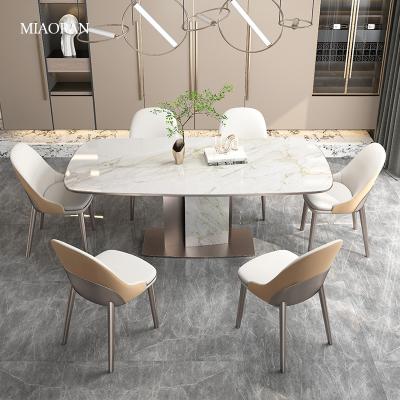 China Modern Rose Gold Dining Table Stainless Rectangular Dining Table Chairs For Dining Table for sale