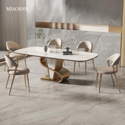 China Luxury Modern Rectangle Metal Dining Table Apartment Restaurant Dining Table Designs for sale