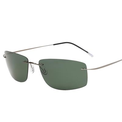 China Rimless Titanium Polarized Sunglasses Fit Men Oval Sun Rimless Glass Designer Brand Sunshading Outdoor Sunglasses For Women Men for sale