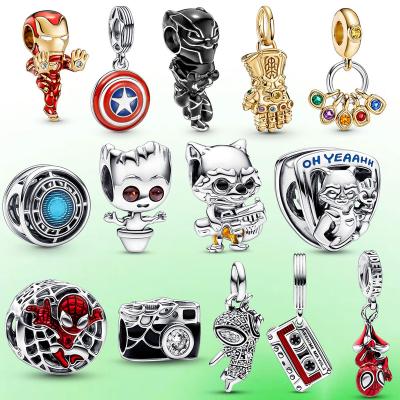 China New Fashionable 925 Sterling Silver Superhero Spider Man Charm Spring Superhero DIY Jewelry Wholesale S925 New for sale