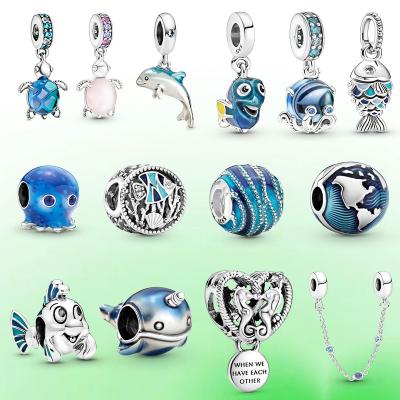 China Fashionable Blue Glass Pendant Narwhal Murano Murano Jewelry Charm Collection Turtle Fish Scale Charm Treasure Hot Ocean Air Balloon Charm for sale