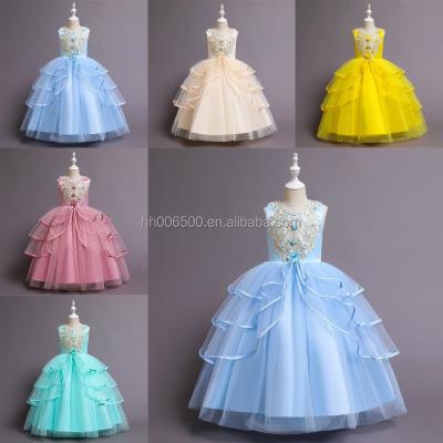 China 2023 New Summer Children's Anti-wrinkle Solid Color Fashion Boutique Mesh Princess Dress Bowknot Girl's Casual Dress for sale