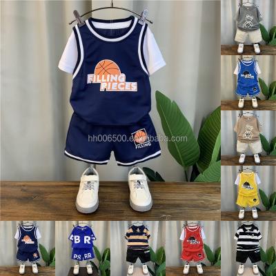 China 2023 New Chinese style children's cotton two-piece boy's short-sleeved T-shirt pants boy's clothing suit for sale