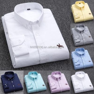 China 2023 Solid Color Anti-pilling New Fashion Business 6XL Plus Size Men's Oxford Cotton Shirts Men's Long Sleeve Shirts Wholesale for sale