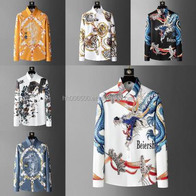 China Anti-pilling New Autumn Men Leisure Spring And Wrinkle Shirt Animal Resistant Clothing Business Long Sleeve Printed Fashion Shirt for sale