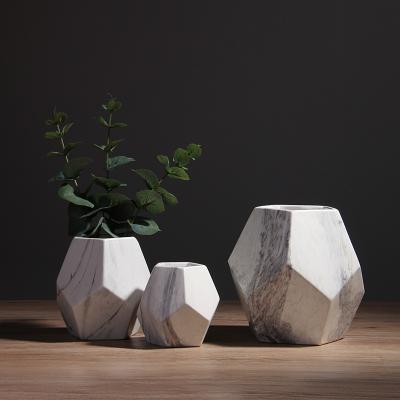 China Creative Marble Ceramic Decor Handmade Modern Nordic Home Ornaments Vases Flower Pattern Table Top Vases Ware Vase Decor Wedding for sale