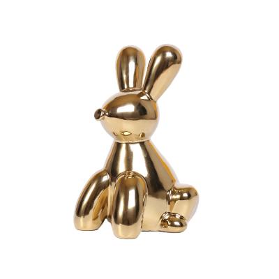 China China Home Decor Balloon Rabbit Figurines Ornament Interior Modern Gold Ceramic Figurine Sculpture Animal Bedroom Decor for sale