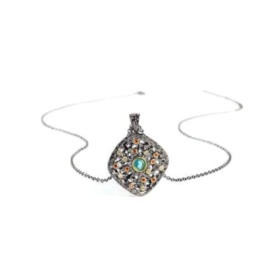 China Classic Vintage Women's Zircon Brass Gold Plated Accessories Jewelry Necklace Pendant for sale