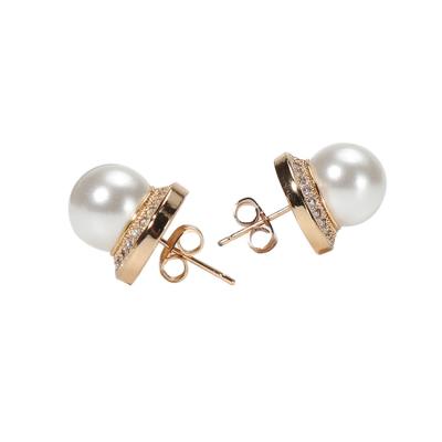 China Trendy Fashion Jewelry Wholesale White Zircon Pearl Stud Earrings For Women for sale