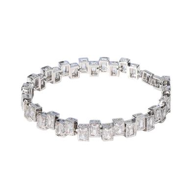 China Fashion Trendy Jewelry Alloy Bangle Zircon Bracelets Custom Women With Diamond Inlaid White Gold for sale