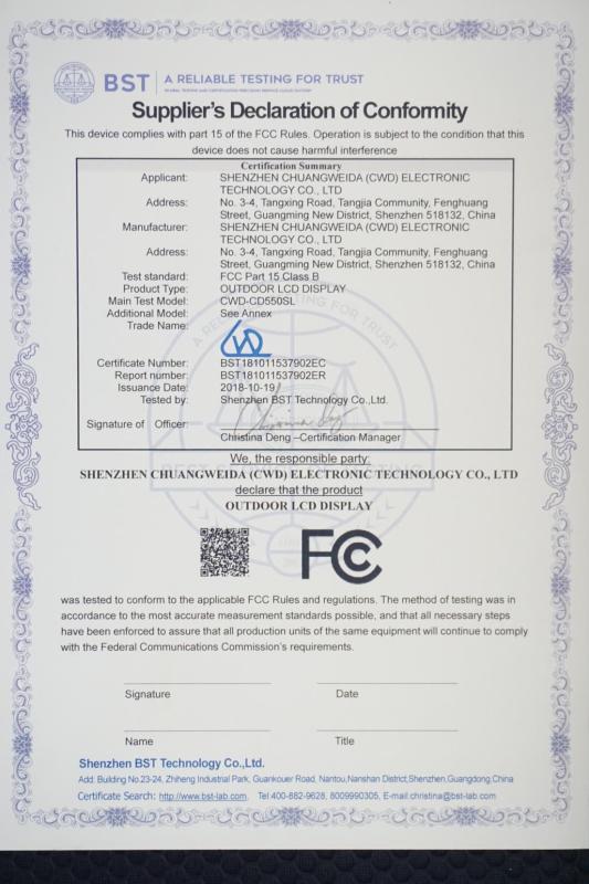 FCC - Shenzhen Chuangweida (CWD) Electronic Technology Co., Ltd.