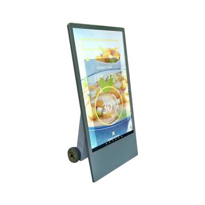 China New Outdoor Portable 10 Hours Toy 43 Inch LCD Player Digital Totem Kiosk Time Advertising Machine with 43200AH Battery and Wheel for sale