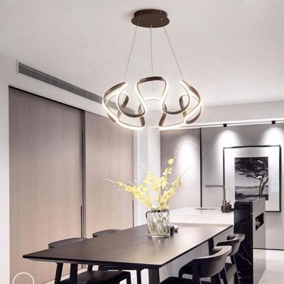 China Latest Fashion 220v Nordic Aluminum Rattan Ceiling Chandelier Living Room Chandeliers Pendant Light for sale