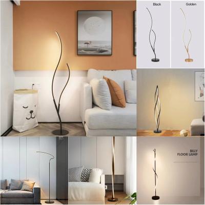 China Modern minimalist Zhongshan Nordic velvety acrylic gold black curved standing lamp for luxury living room hotel led floor lamp for sale