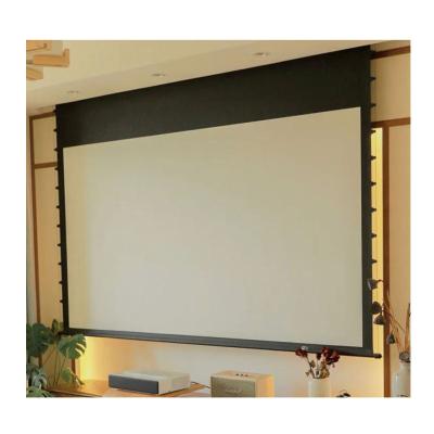 China Ambient Light Rejection 1080p Tag Tensioned ALR Projection Screen Ambient Light Rejecting Home Theater 4k Motorized Tag Tension Screen for sale