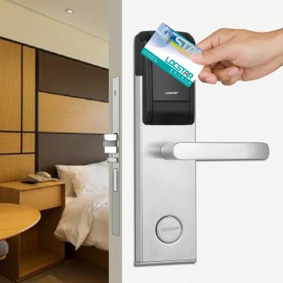 China Hotel/Motel Locstar Handle Hotel/Motel Electronic Security Door Smart Lock System Smart RFID Card Door Lock for sale