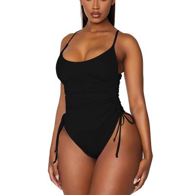 China Vintage summer girl swimming beach wear sexy swimwear women swimwear 2023 new breathable solid black female monokini one piece swimsuit for sale