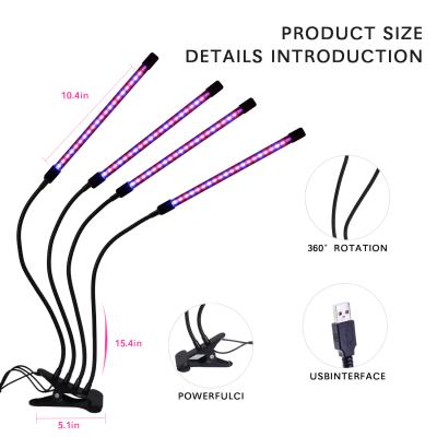 China Seed Starting Hot Sale 3 Switch Modes 3/9/12H Timing Grow Lights For Indoor Plants Led USB Extended Cable Growing Lights For Indoor Plants for sale