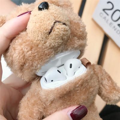 China Eco-friendly Material Luxury Cute Soft Small Toy Fur Fluffy Bear Comfortable Earphone Case For Air+Pods Pro Case Wireless Headphone Cases Covers for sale