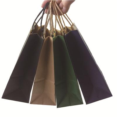 China Brown Recyclable Christmas Bag Paper Gift Wrapping Bag With Handle Shopping Bags for sale