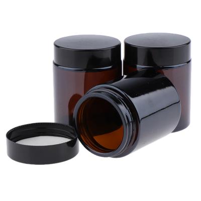 China 60ml 2oz Amber Black Face Cream Container Screw Lid Cosmetic Glass Jar For Body Eye Lotion Cream for sale