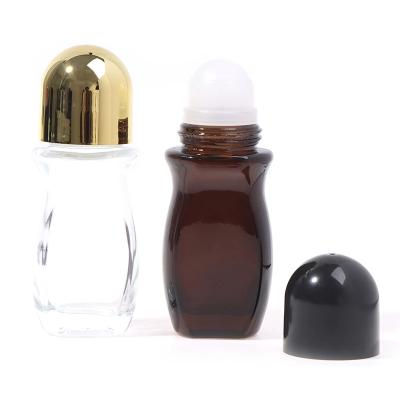 China Personal Care 50ml Empty Roll-on Sheath Glass Deodorant Bottles With Rollball Bottle Essential Oil Plastic Cosmetic Bottle for sale