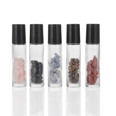 China Personal Care Natural Gemstone Rollball For 5ml 10ml Thick Essential Oil Perfume Roll On Glass Bottle for sale