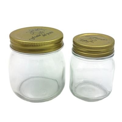 China CANDY Round Bottle Glass Mason Jars for Honey, Pickles, Jam, Food Storage with Twist Lids for sale