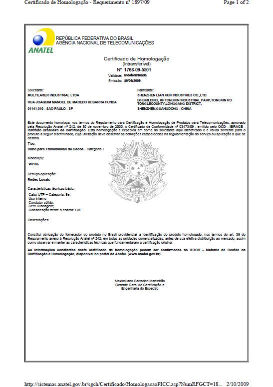 Anatel - SHENZHEN LIANXUN HIGH-TECH CO., LTD.& LANSAN INTL LIMITED