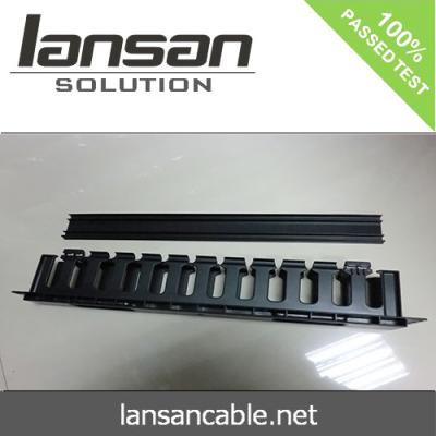 China Black 19 Inch Horizontal Cable Management High Density 1U Plastic Cable Management for sale