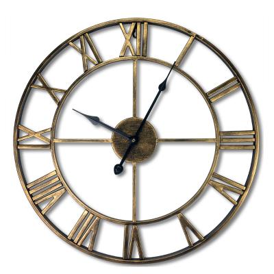 China Elegant European Industrial Vintage Silent Clock With Roman Numerals For Home Decor for sale