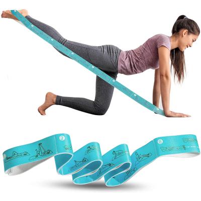 China 8 Loops Blue Nylon Yoga Resistance Bands Yoga Fitness Elastic Strap for sale