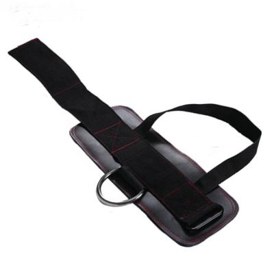 China Weightlifting Wholesale Gym Fitness Adjustable Leather Ankle Strap With D-Clip for sale