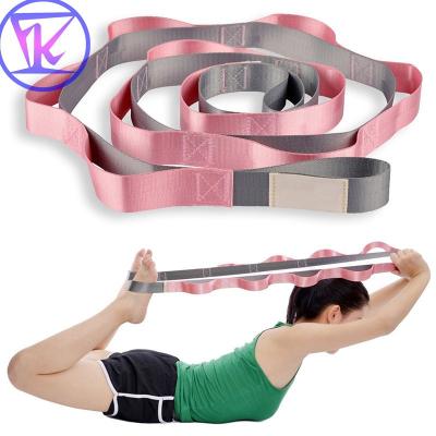 China Wholesale 2021 Fitness Fashion Cotton 10 Loop Yoga Strap Fitness Gym Exercise Yoga Bands For Sports for sale