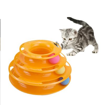 China 2022 Viable New Tracks 4 Level Cat Tower Tracks Interactive Ball Toys For Cats for sale