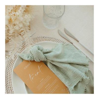 China Modern Custom 100% Cotton Cocktail Table Dinner Fringed Gauze Napkins For Restaurant for sale