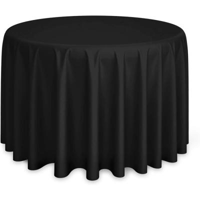 China Reusable custom made polyester black wedding tablecloths 120 inch round tablecloth for parties for sale