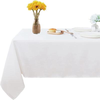 China Rectangle Reusable Custom Party Tablecloths Polyester Event White Tablecloth For Dining Table for sale