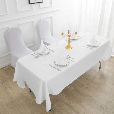 China 60x120 Inch Reusable Dining Table Banquet White Table Cloth Wedding Table Cloths For Rectangular Tables for sale