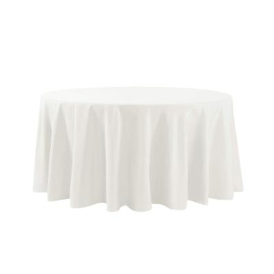 China Banquet Reusable Lap Ivory Polyester 120 Inch Round Table Cloth For Wedding Party for sale